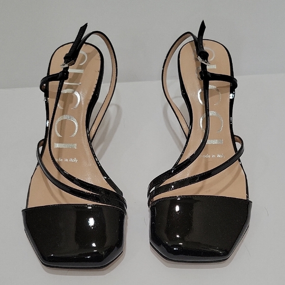 Gucci Shoes - Black Patent Slingback Sandals - Women
